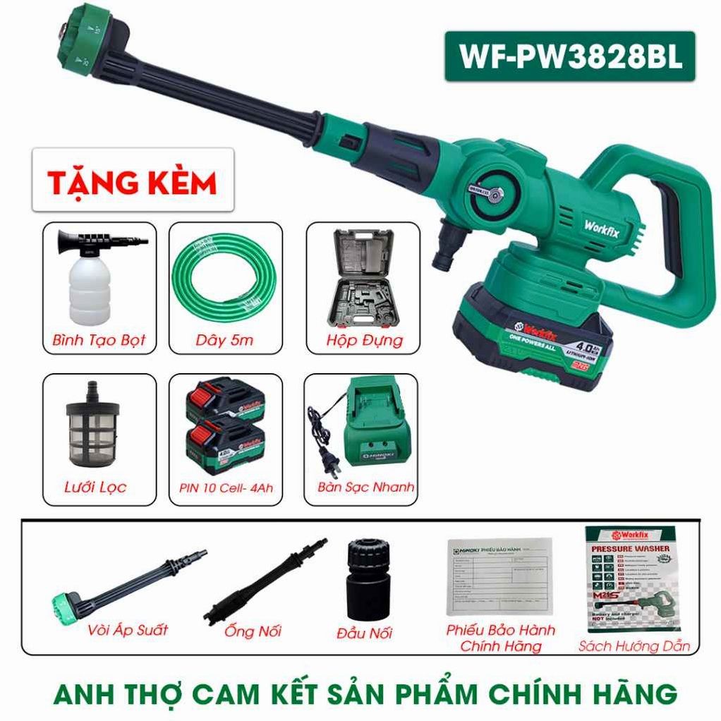 Máy rửa xe cao áp Workfix WF-PW3825BL, áp suất cực đại 60bar, 6 chế độ tia