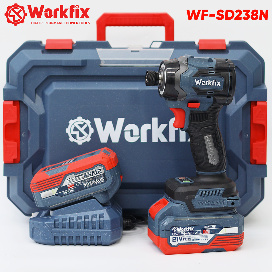 Máy chuyên vít Workfix WF-SD238N, 4 cấp chỉnh tốc, đầu gài 1/4 ngậm vít nhanh, đèn led siêu sáng