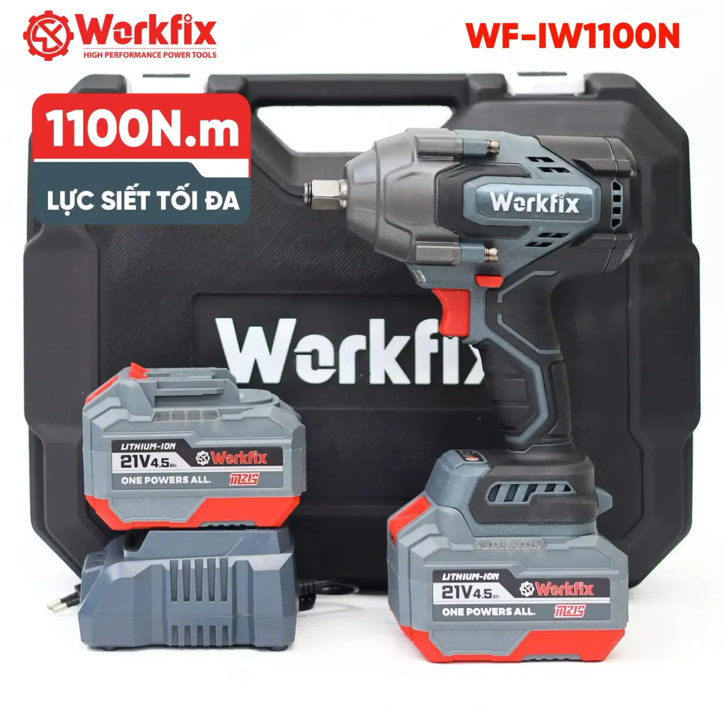 Máy Siết Bulong Workfix WF-IW1100N, lực siết khủng 1100N, mở vặn ốc xe tải, ô tô, xe máy