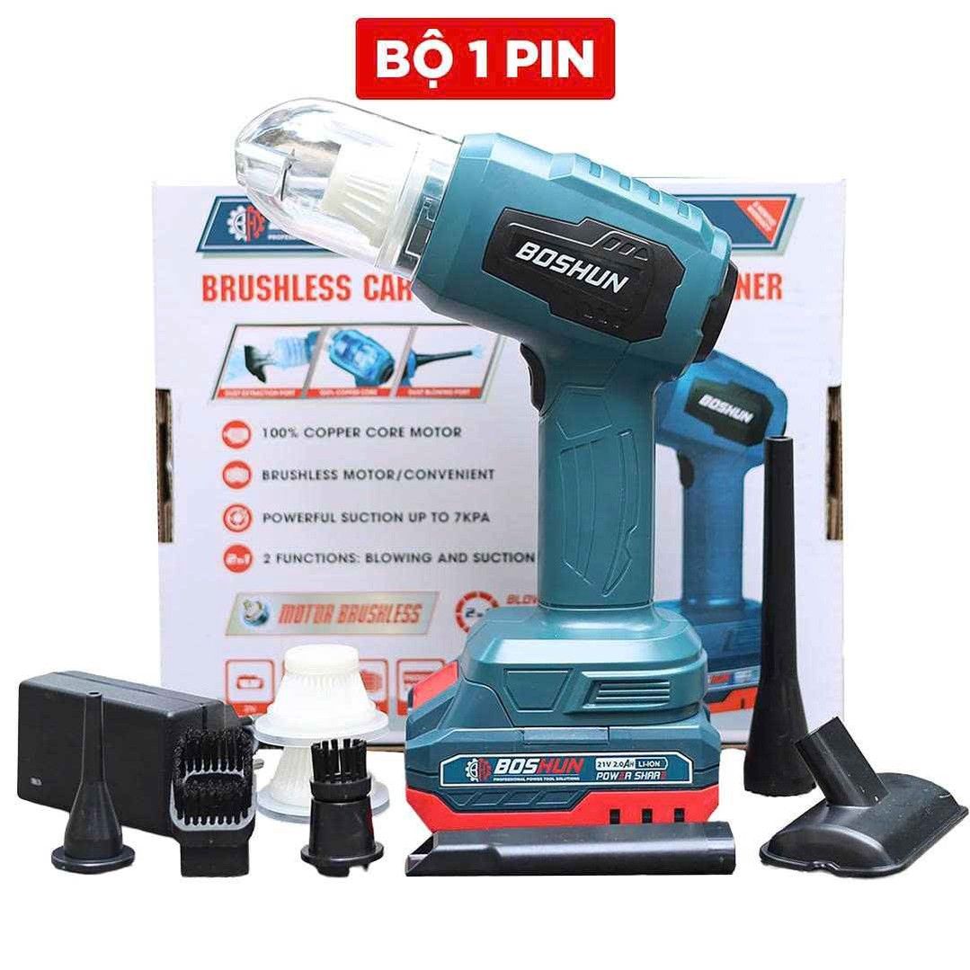 Máy thổi bụi Boshun BS-VC07L nhỏ gọn, lực hút 7000pa, hút bụi ô tô, bàn làm việc ga gường