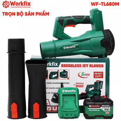 Máy thổi bụi pin, thổi lá Workfix WF-TL680M, 6 cấp độ gió