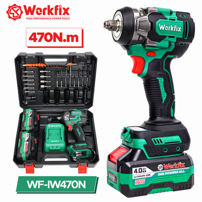 Máy siết bulong dùng pin WORKFIX WF-IW470N, lực siết 470N.m, đầu 2 trong 1