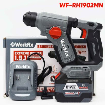 Máy khoan bê tông Workfix WF-RH1902BL, lực đập 1.9J, tạo xung giảm chấn AVS, máy khoan 2 chức năng