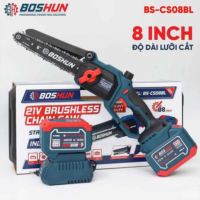 Máy cưa xích pin Boshun CS08BL lưỡi xích 8 inch
