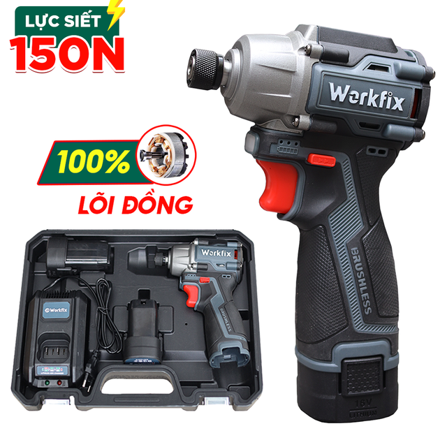 Máy Chuyên Vít Pin Workfix WF-SD150N 150Nm Động Cơ Không Chổi Than - Đầu Gài 6.35mm