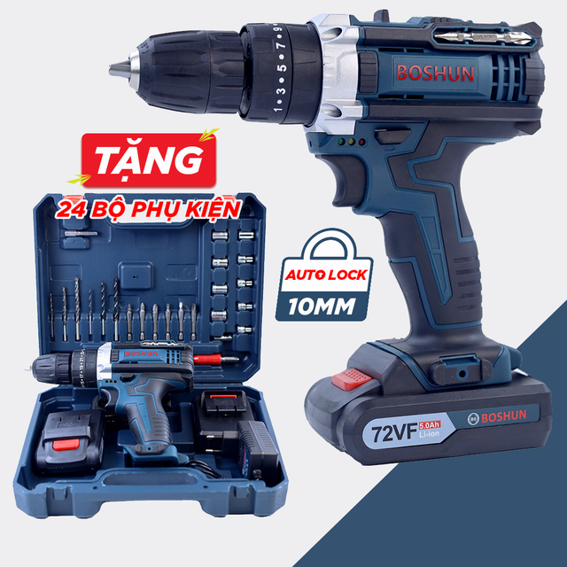 Máy khoan pin 3 chức năng Boshun 72V BS-7210MB