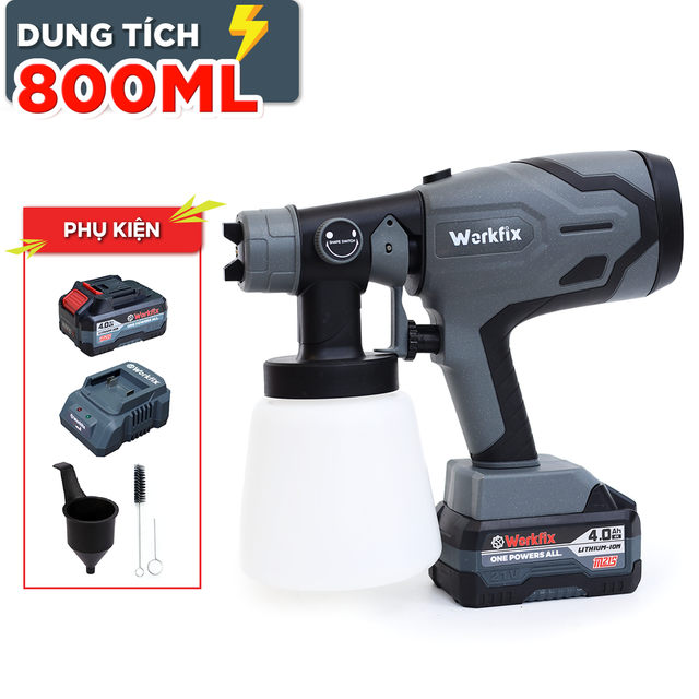 Máy phun sơn Workfix SG800ML, đầu béc 2.5mm, dung tích 800ml